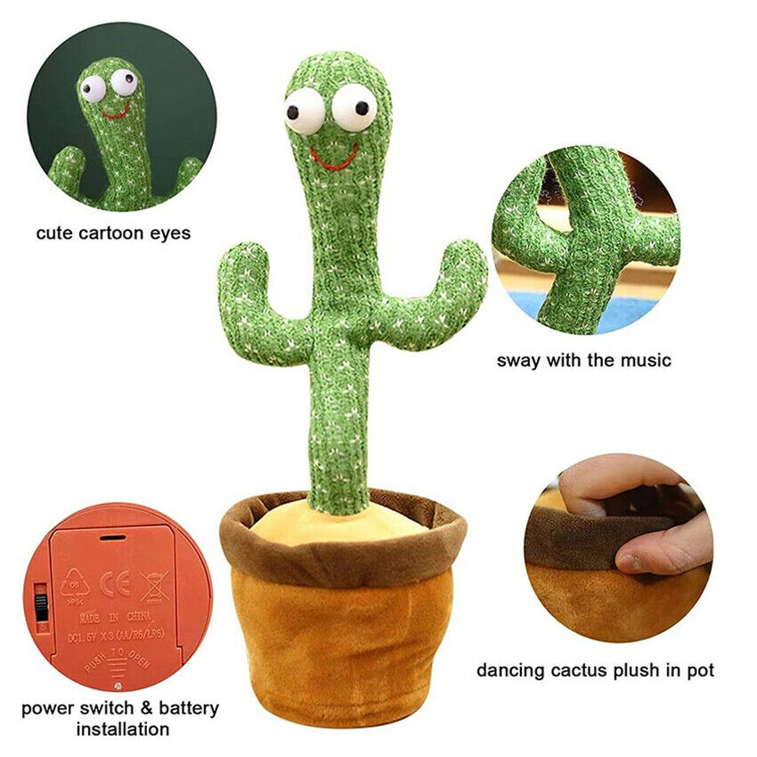 Funny Dancing Cactus Singing Twisting Electric Shake with the Songs Plush Toys