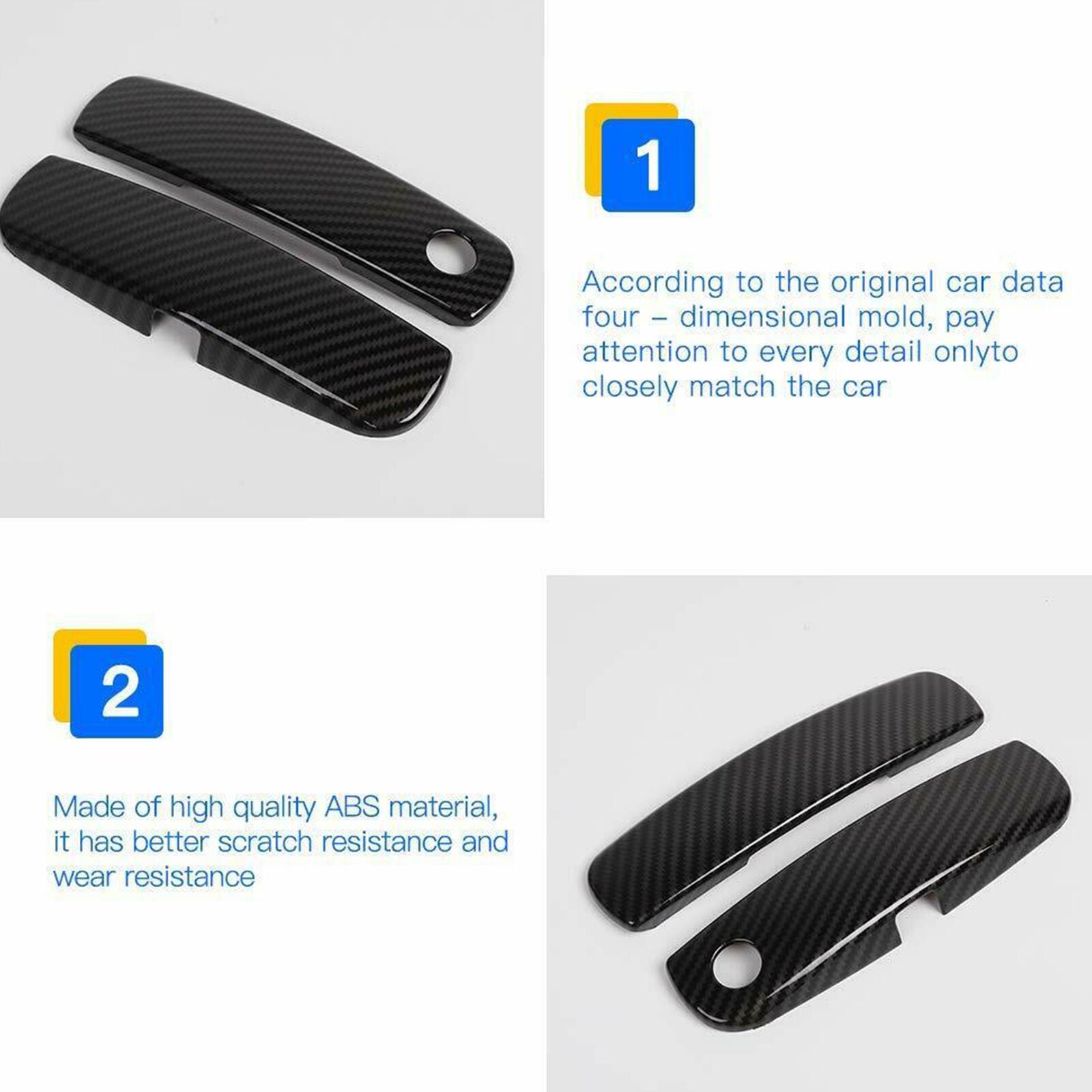 Car Door Handle Trim Cover Accessories for Dodge Challenger 2012-19 Carbon Fiber