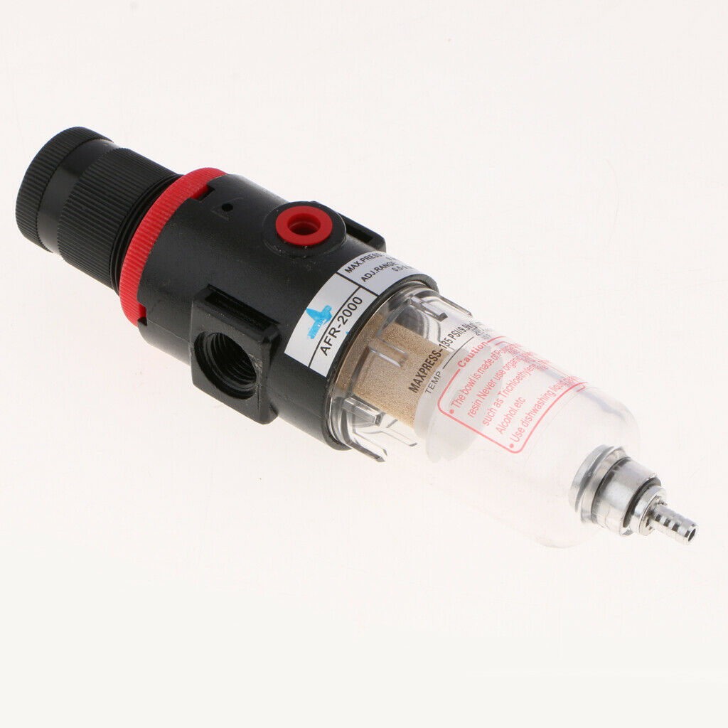 Air Filter Regulator Compressor w/ Gauge& M8 Adapter, Moisture Trap Oil Water