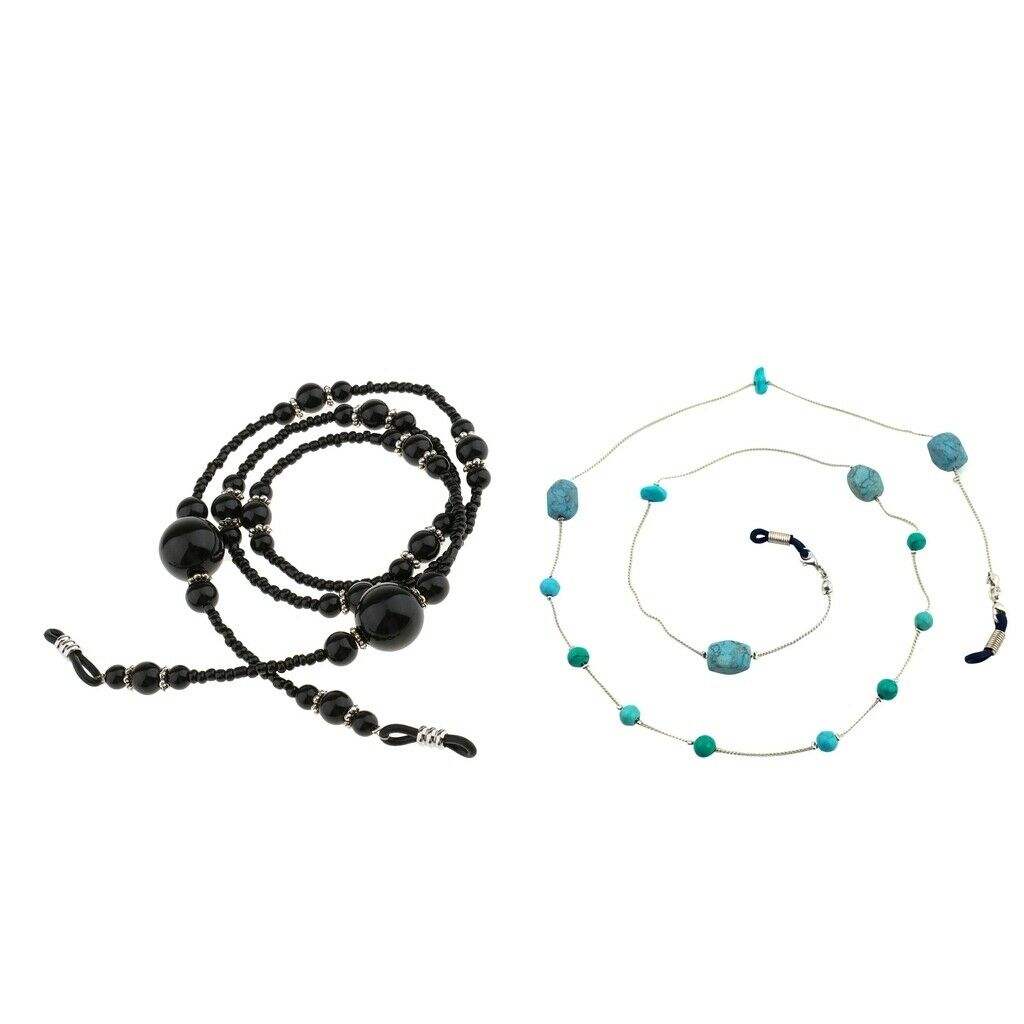 2xBeaded Sunglasses Chain Spectacles Lanyard Anti Slip Eyeglass Necklace