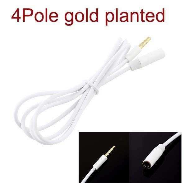 3.5mm 4Pole Male to Female Headphone Earphone Adapter Audio Mic Extension Cable