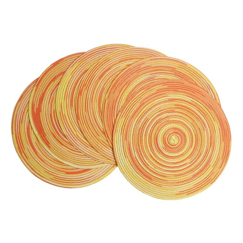 Round Placemats Set of 6 Colorful Braided Placemats for Dining Tables Holiday S6