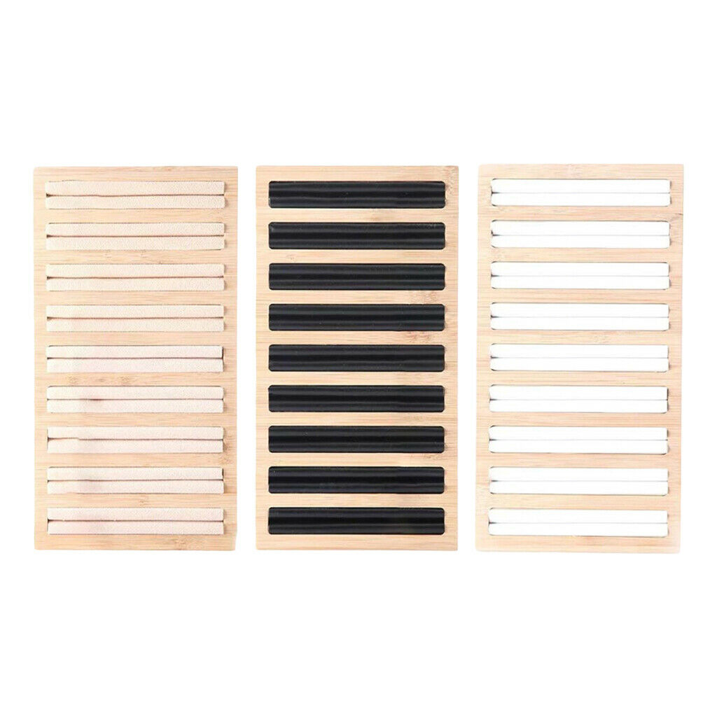 3pcs Bamboo Wooden Jewelry Display Plate Ring Earring Storage Stand for Shop