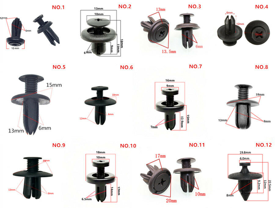 150Pcs Mixed Car Bumper Leaf Plate Fender Trunk Screw Rivets Fastener Clips Kit