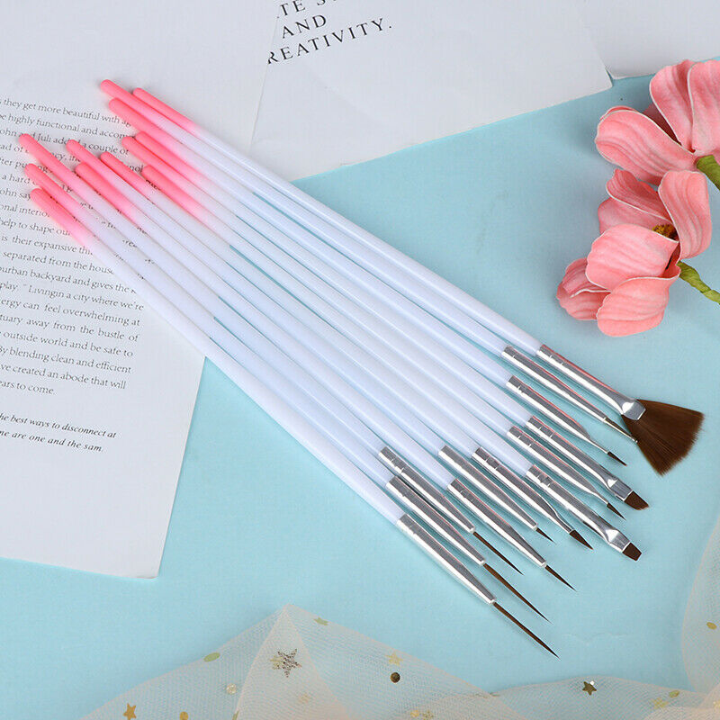 12 Pcs/Set Nail Art UV Gel Liner Brush Painting Drawing Gradient Pen Salon To Kt