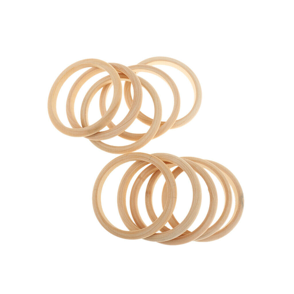 10pcs Unfinished Natural Unpainted Plain Wooden Bracelet Bangle DIY Material