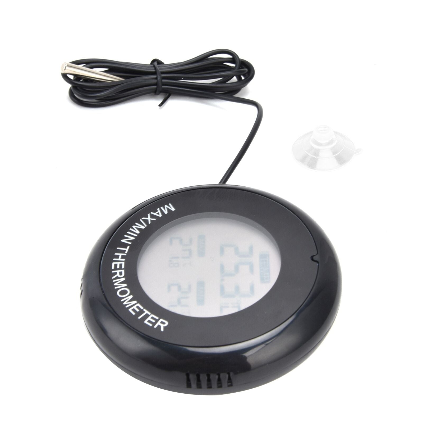 Digital LCD Round Thermometer Magnetic Suction Cup Temperature Meter For Reptile