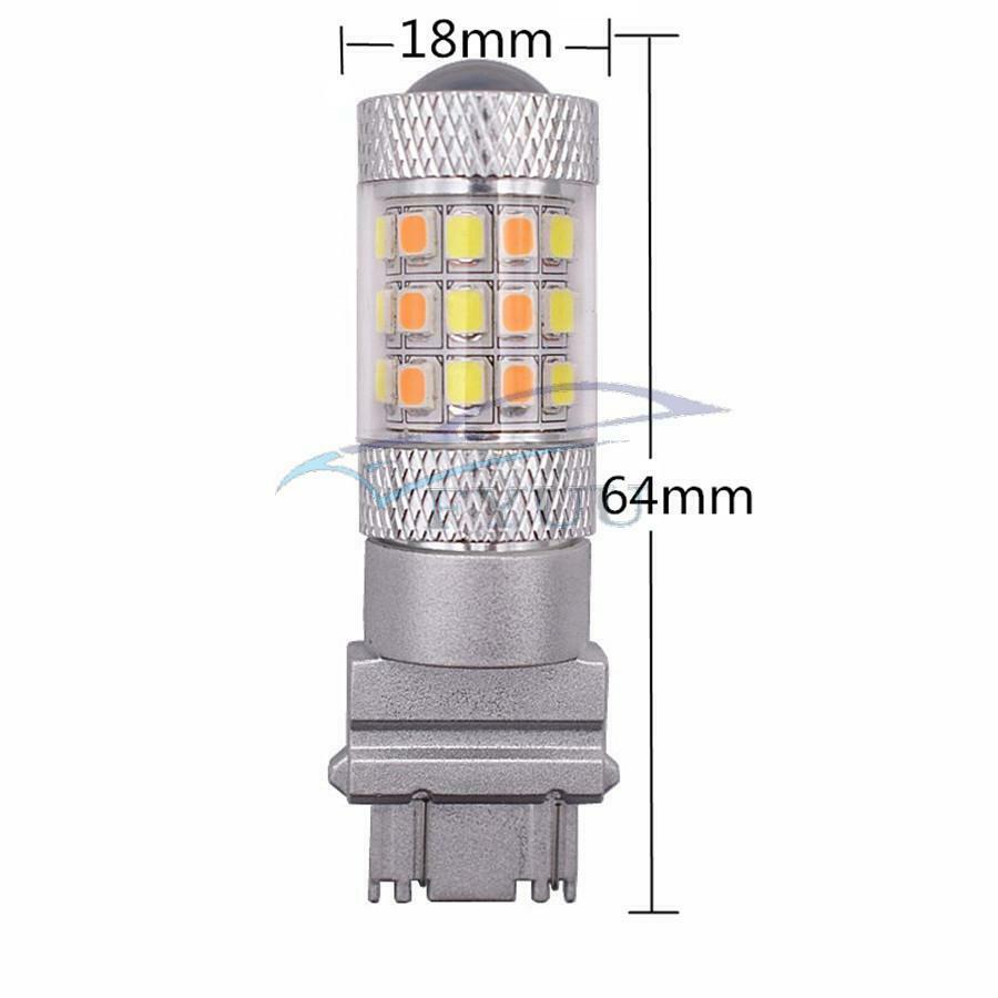 2x3157 T25 2835 SMD Turn Signal LED Light Bulb Dual Color White/Amber Switchback