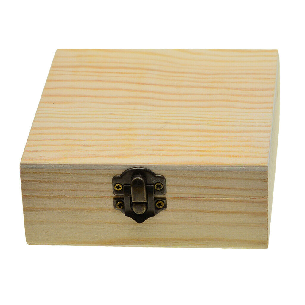 2x Unfinished Square Wood Jewelry Gift Box Case for DIY Painting Crafts 12cm