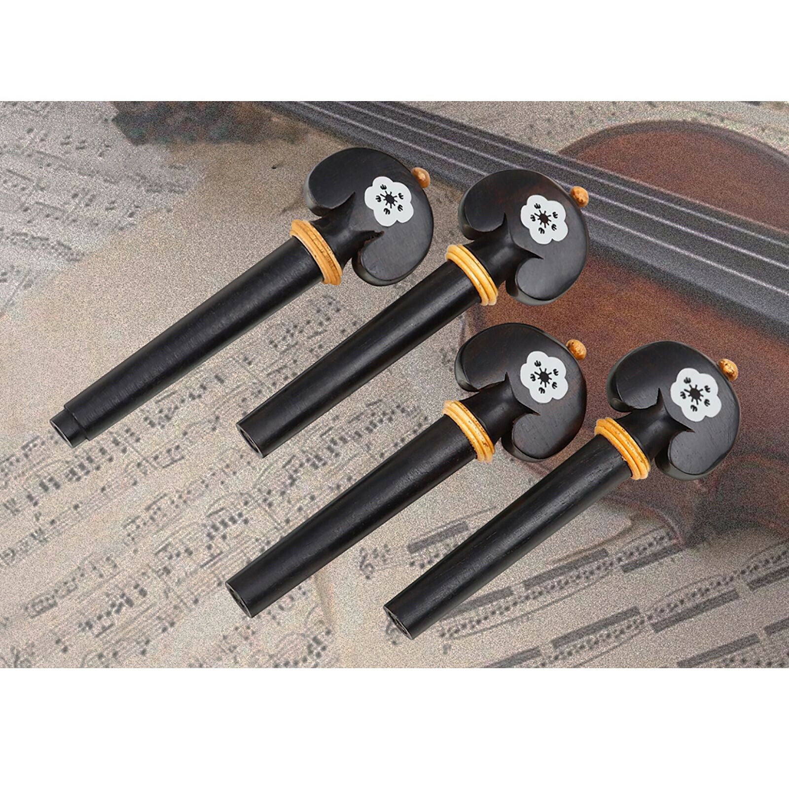 4x Ebony 3/4 4/4 Violin Tuning Pegs Wooden Set Violin Parts Inlay Boxwood