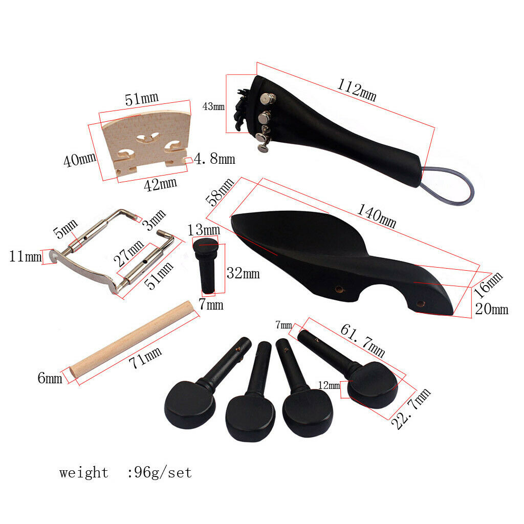 Violin accessory set, including chin rest, end bolt, tailpiece, tailpiece,