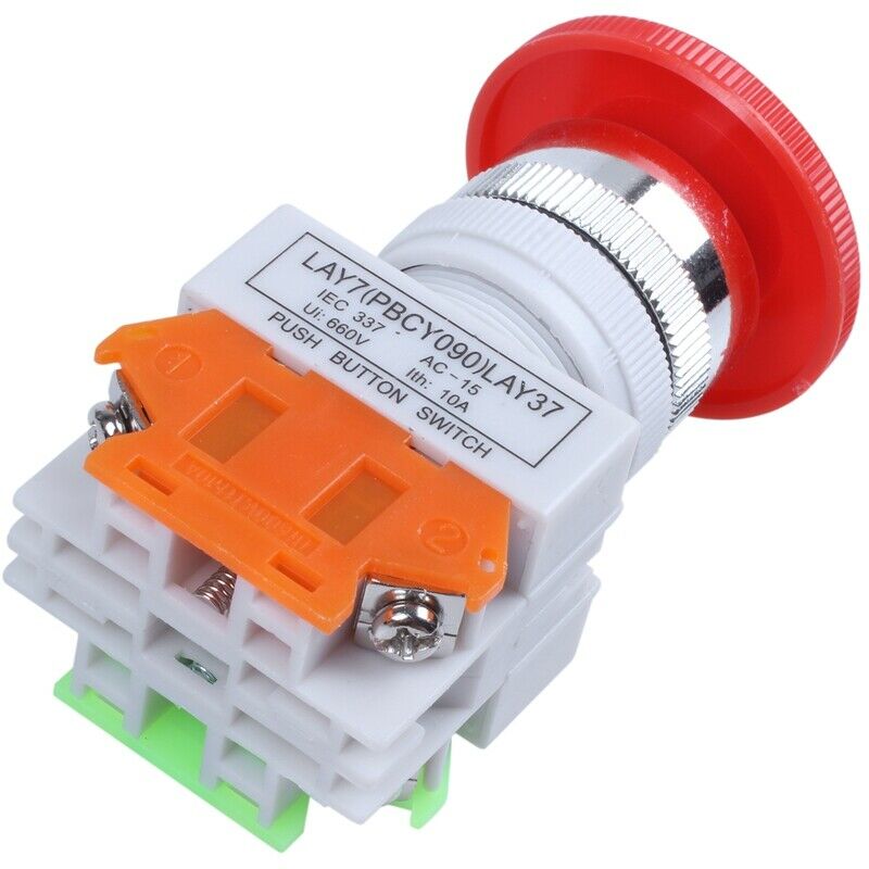 Push button AC 660V 10A Emergency stop plastic case Hard red switch J5N1N1