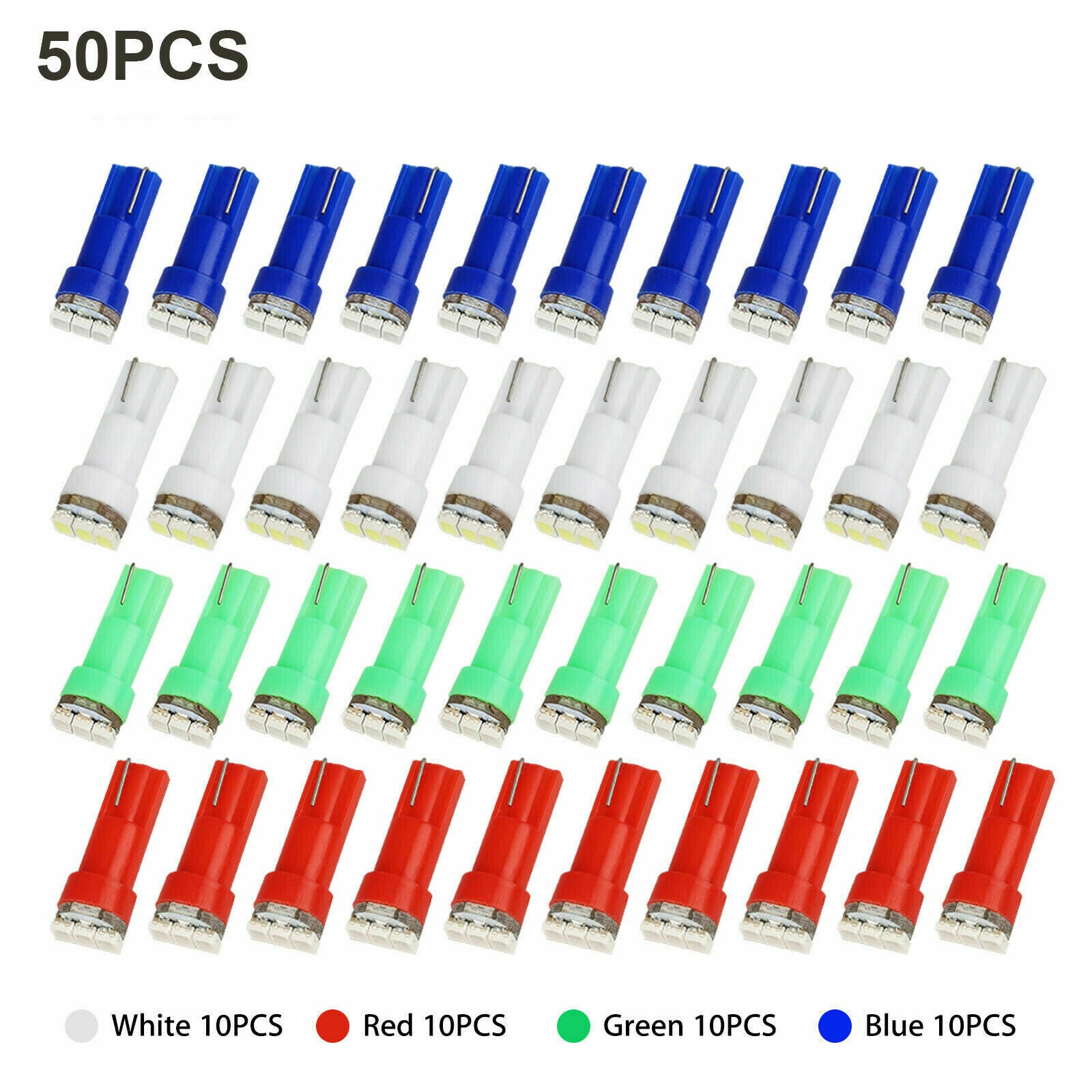 50x Set T5 74 LED Bulbs Panel Instrument Gauge Cluster Dash Wedge Bulbs 8000K