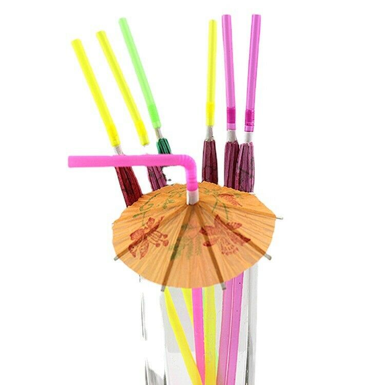 50 Mixed Paper Cocktail Umbrellas Parasols for Party Tropical Drinks Accessories