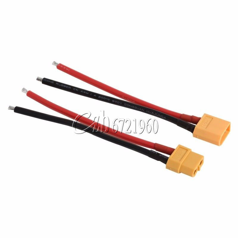 1 Pair XT60 Connector Male and Female W/ Housing 10CM Silicon Wire 14AWG Cable