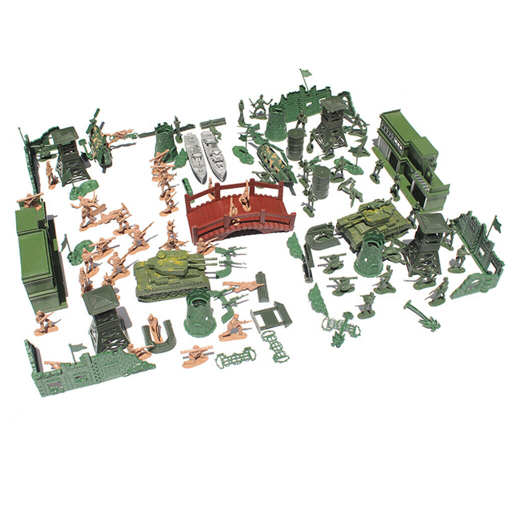 130 Pieces Army Action Figures and Accessories (5cm Army Soldiers in 2 Colors)