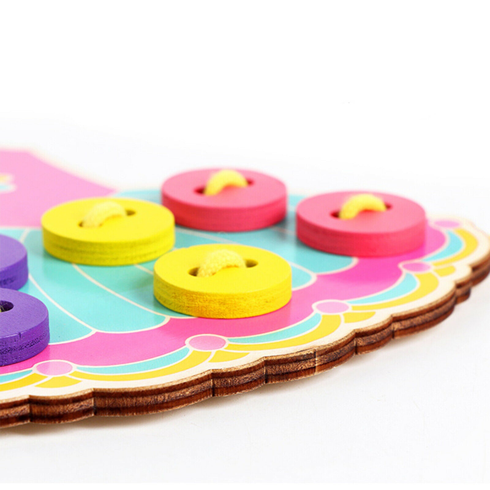 Wooden Clothes Sewing Buttons Toys Toddler Wear Dress Lacing Game Accessory