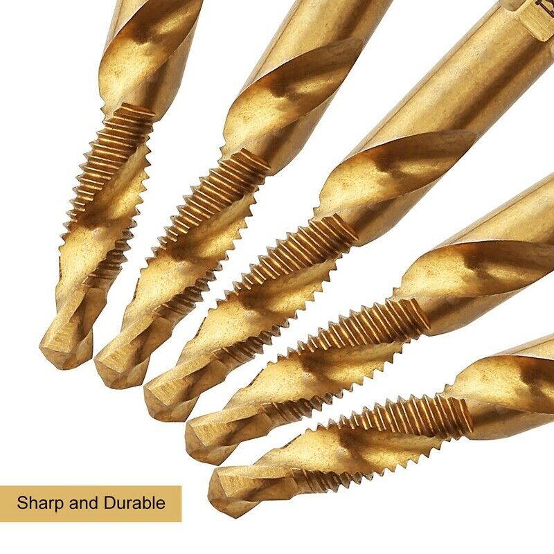 5Pcs Titanium Combination HSS Drill and Tap Set Metric Thread HSS M6 Screw TapX3