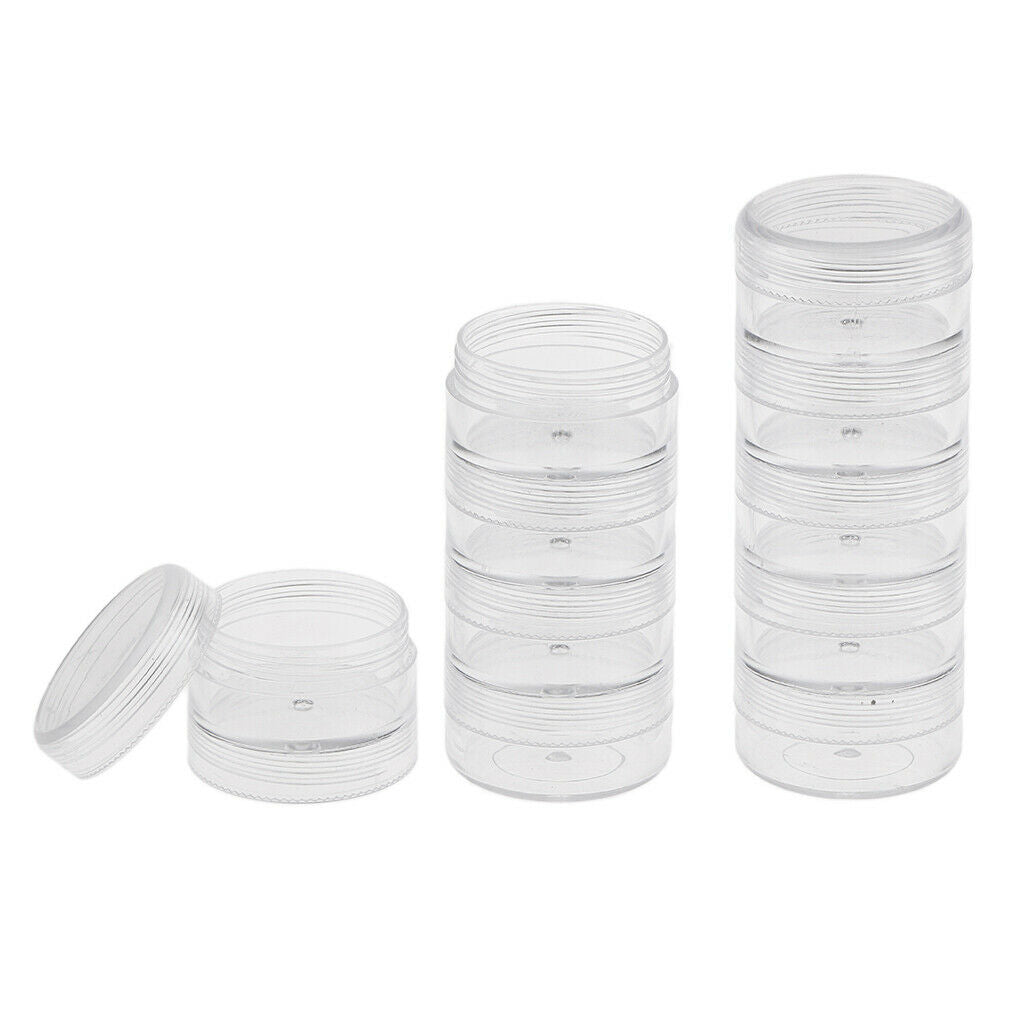 4X 2Set Stackable Beads Box Case Organizer w/ Screw Lids for Jewellery 95x36mm