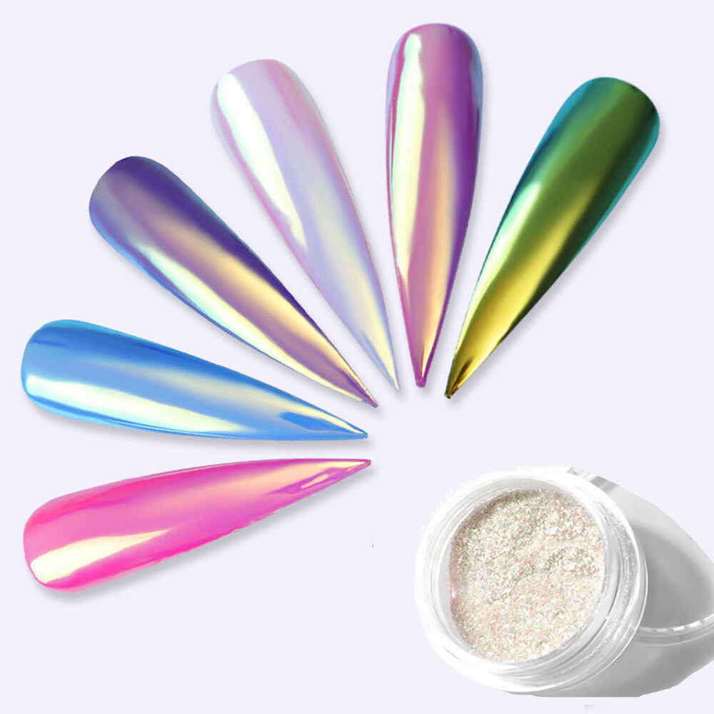 Fashion Color-Change Neon Aurora Mermaid Nail Art Powder Mirror Chrome Pigment