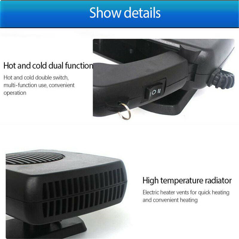150W Electric Car Heater Heating 12V/24V DC Fan Defogger Defroster Demister Port