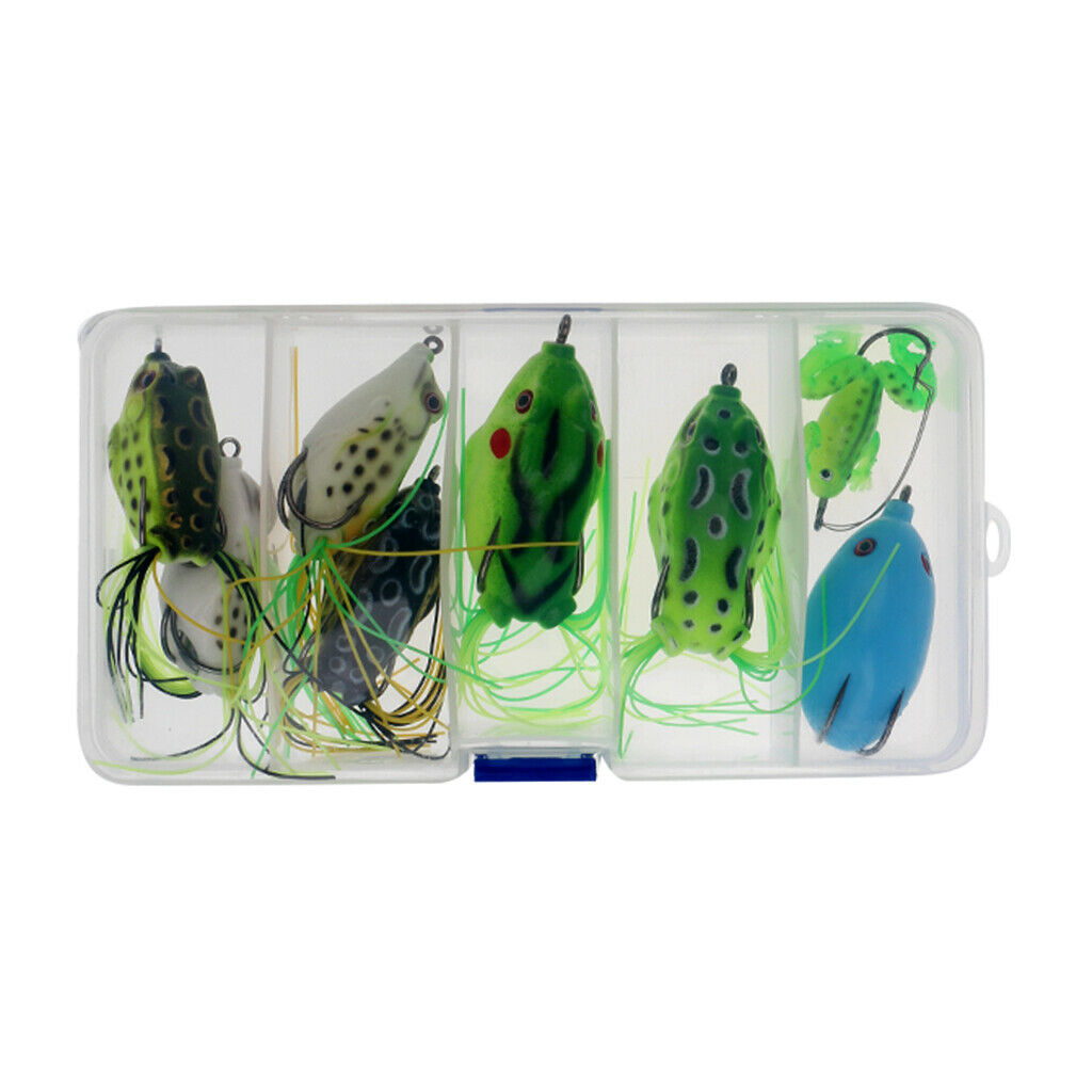 8 Pcs Soft Frog Lure Bass Fishing Hooks Bait Tackle Topwater Fishing Tool