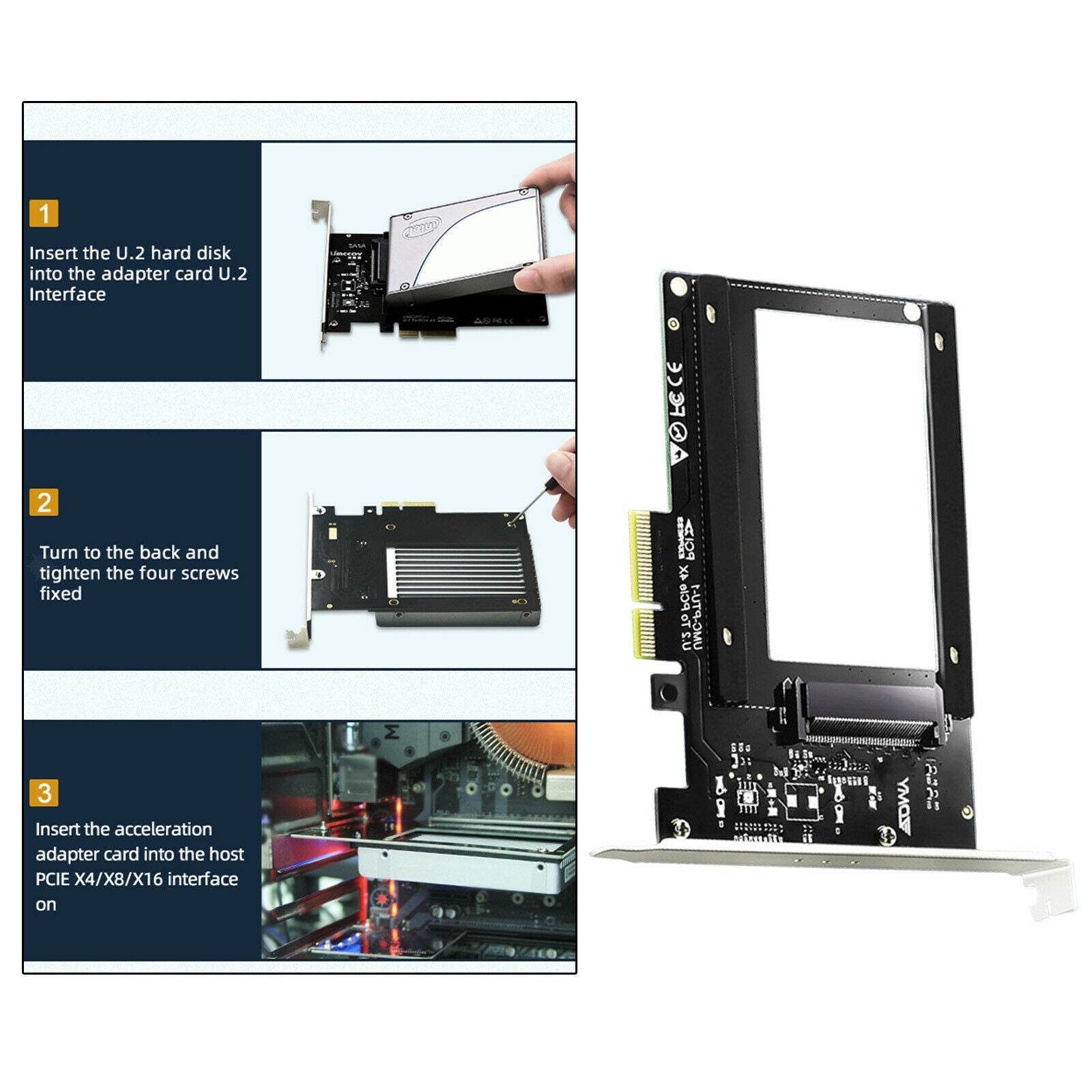 Mini U.2 to PCIe Adapter Expansioncard for 2.5" SSD Drive Converter Adapter