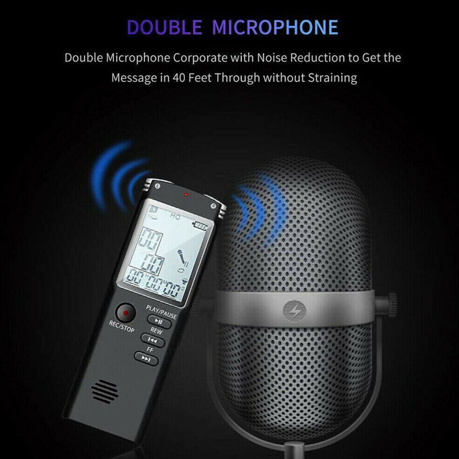 Voice Activated LCD Digital Sound Audio Recorder Dictaphone MP3 Player Portable
