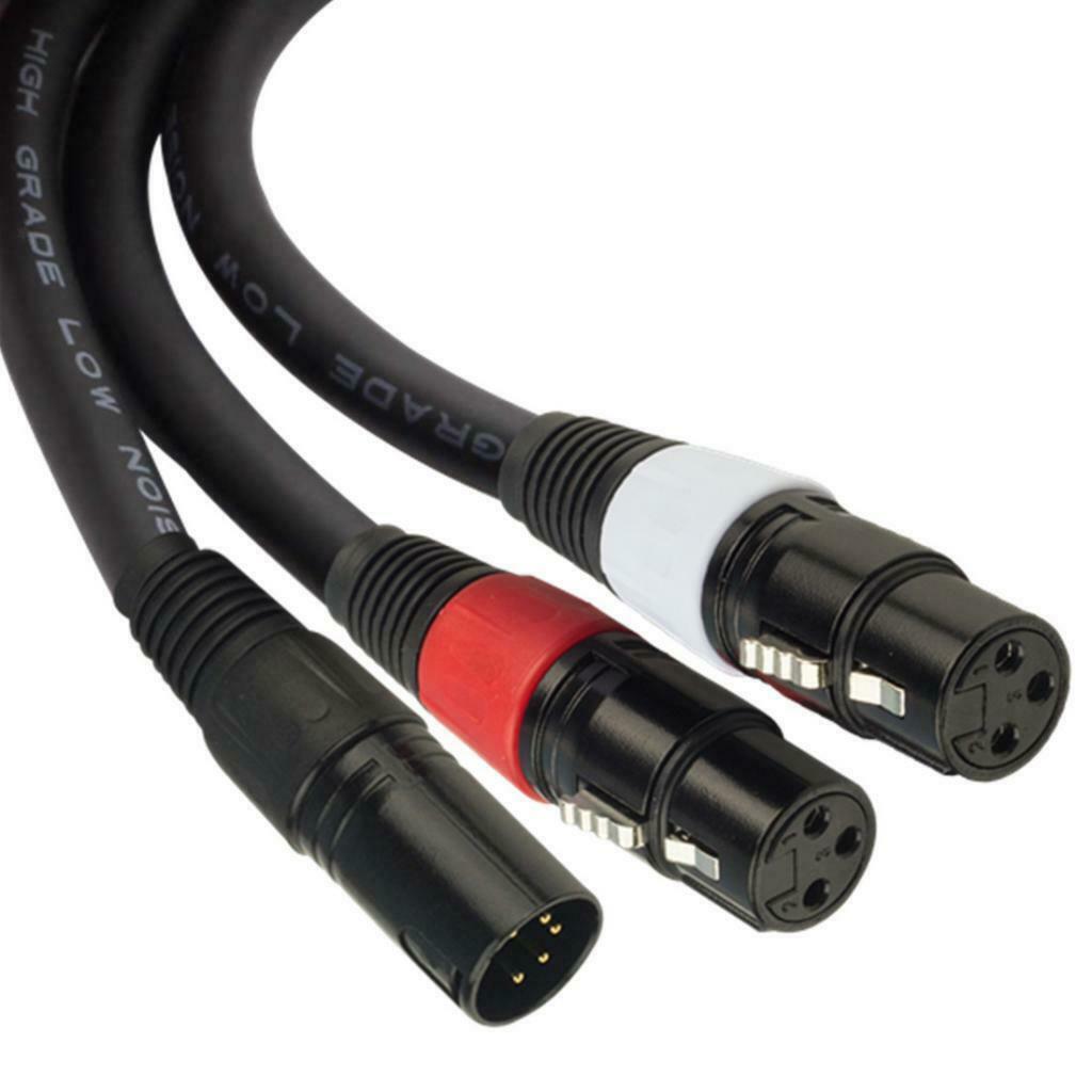 5-Pin Male to Dual 3Pin Female Camera Audio Cable XLR Stereo Lead 7inch