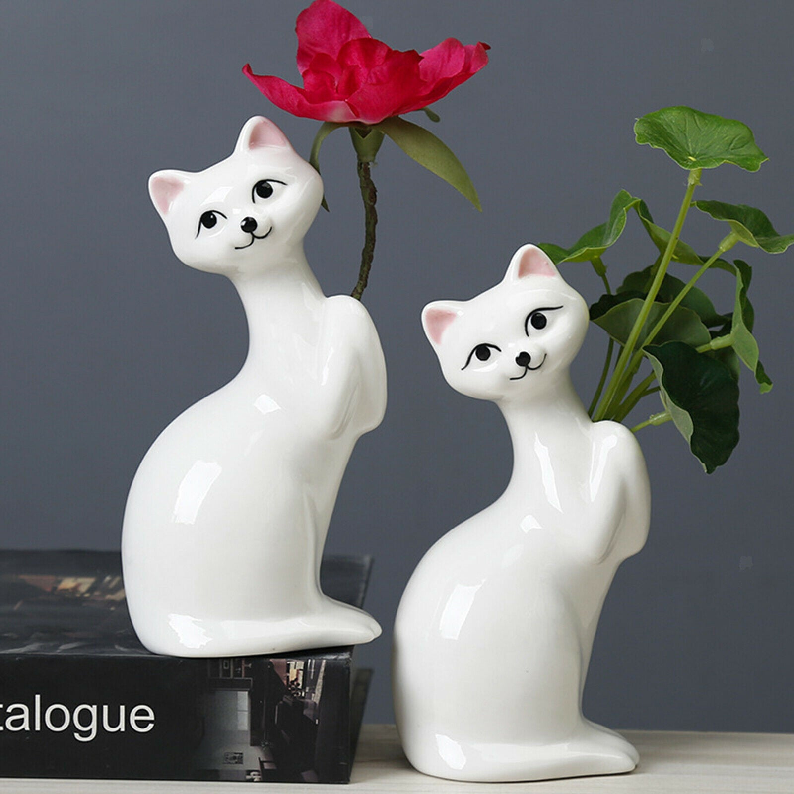 Cute Cat Ceramic Planting Flower Pots Potted Vase for Home Garden Decoration