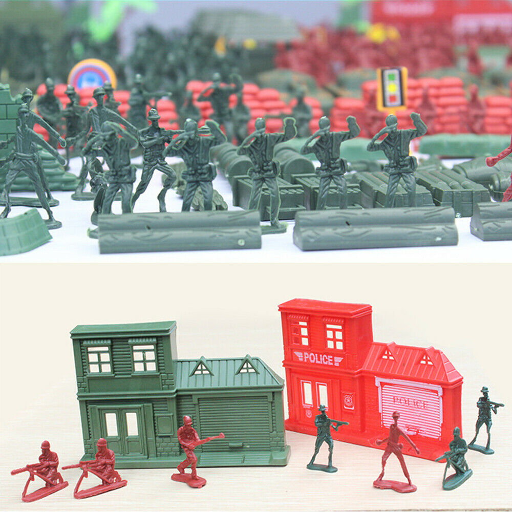 Army Playset War Soldier Men Action Combat Fighter Airplane Landscape Kits