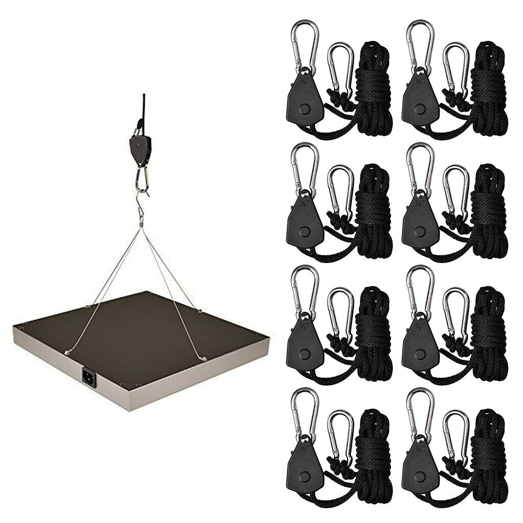 8pcs 150lbs 2m Heavy-duty Adjustable Ratchet Rope for Hydroponic/Grow Tent