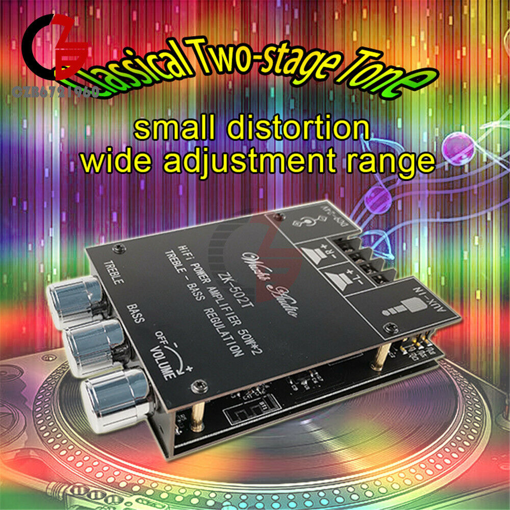 ZK-502T HIFI 50WX2 TPA3116 AUX+ bluetooth 5.0 Digital Amplifier Stereo Board