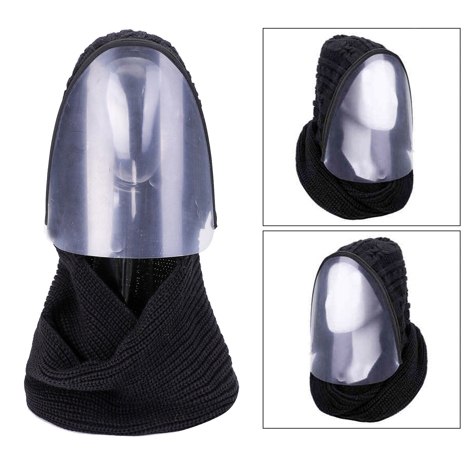 Full Face Shield Visor Protection Safety Covering Clear Anti Fog Black