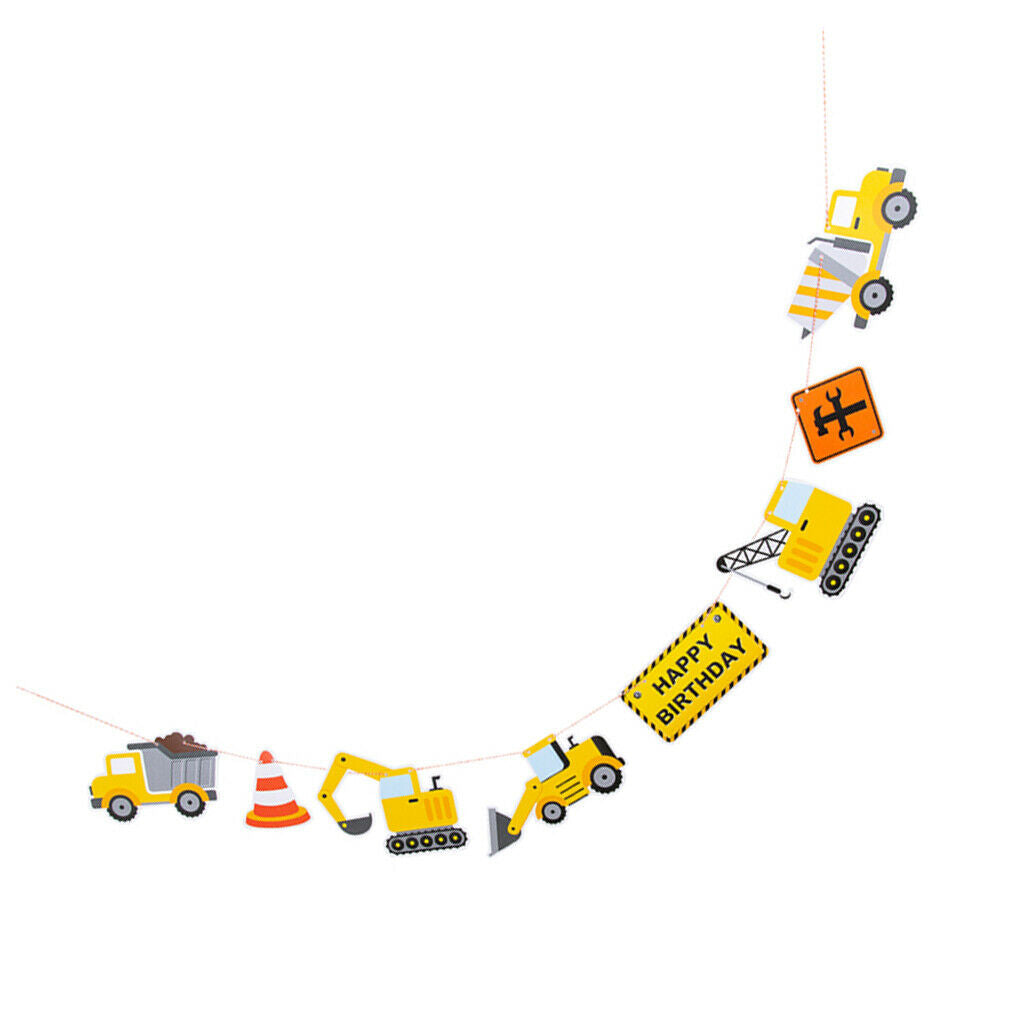 Engineering Vehicle Themed Hanging Flag Birthday Party Bunting Banner Decor