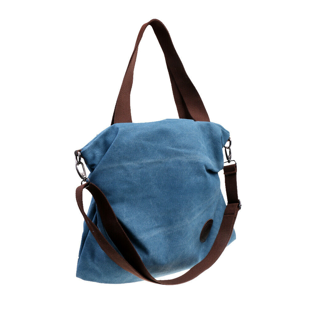 Women Travel Shopping Canvas Large Capacity Shoulder Bag Tote Handbag Blue