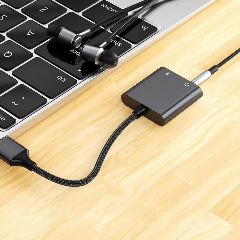 No Noise USB Audio Adapter Microphone Input External Sound Card For Laptop HN US