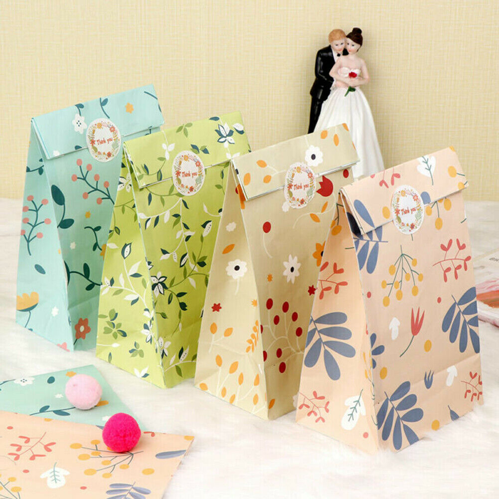 24Pcs Floral Party Favor-Bags Flower Paper Bag Goodie Candy Treat-Bag Gift wq00