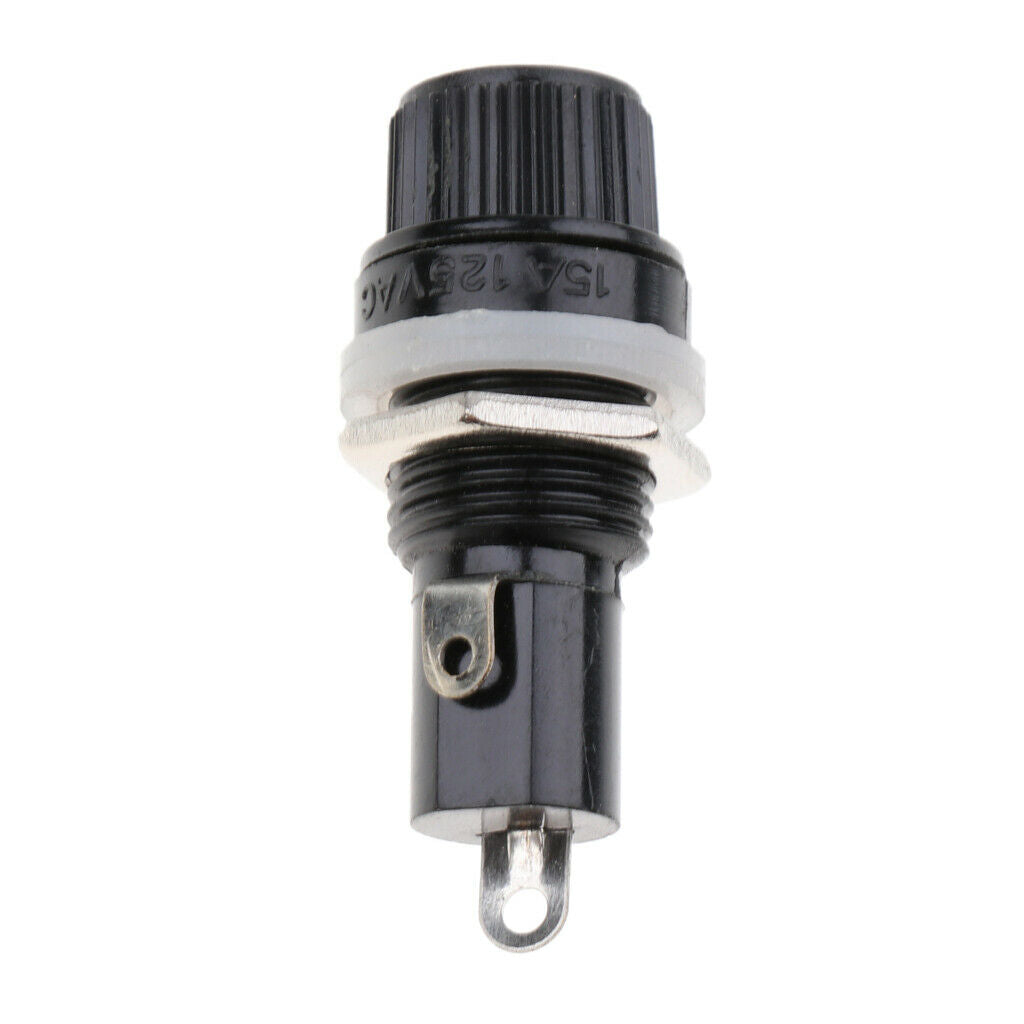 5PCS AC 125V/15A 250V/10A Screw Cap Panel Mounted 5x20mm Fuse Holder Black