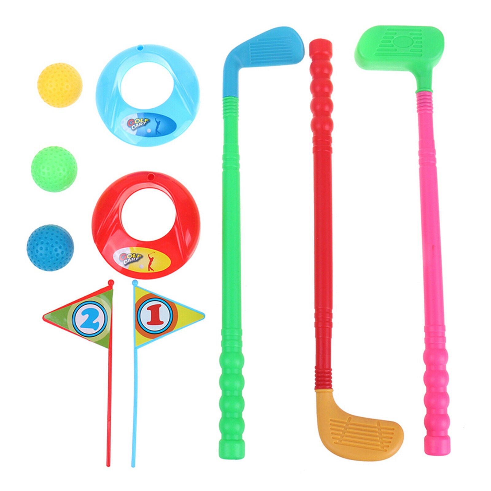 Kids Golfs Set Practice Plastic Mini Putter Club Caddy Balls Sports Game