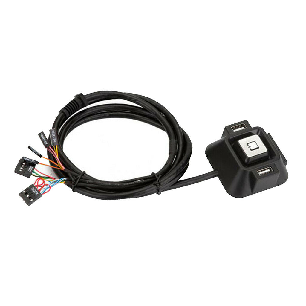 Desktop Case Switch Dual USB Ports Power Reset Button LED Lights Audio Port