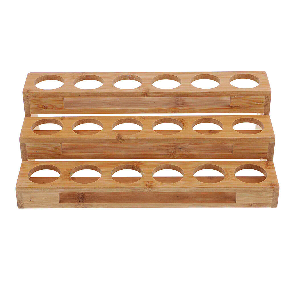 Essential Oil Bottle Wood Storage Rack 18 Slots Aromatherapy Organizer Case