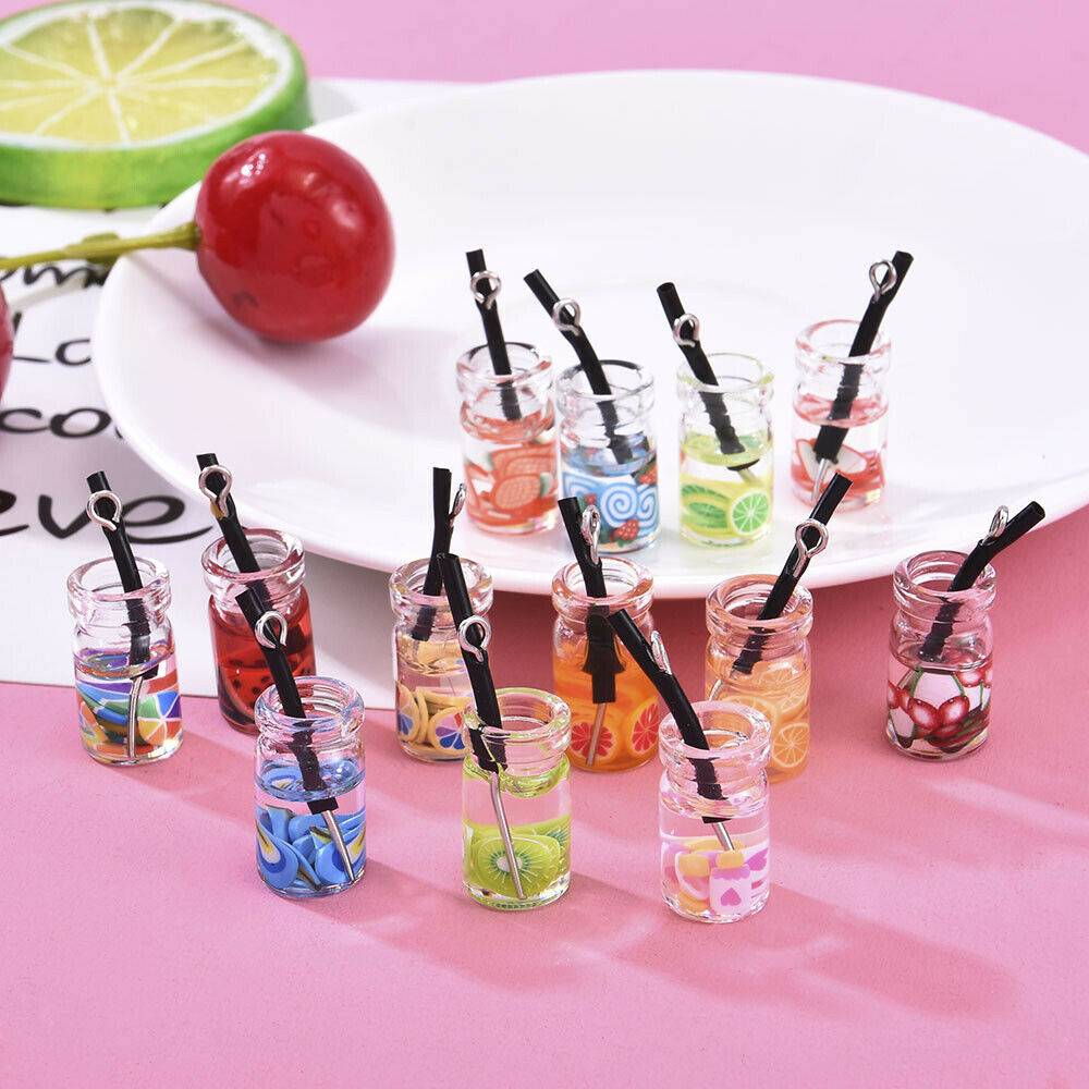 20x Colorful Fruit Juice Glass Bottle Pendant DIY Bracelet Necklace Jewelry Gift