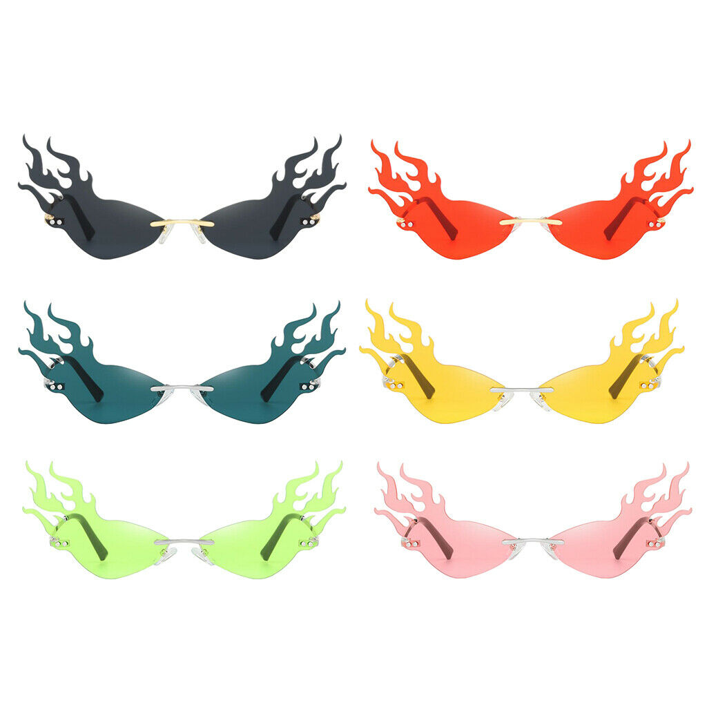 2Pieces Flame Sunglasses Wave Sun Glasses Shades Party Eyewear Streetwear