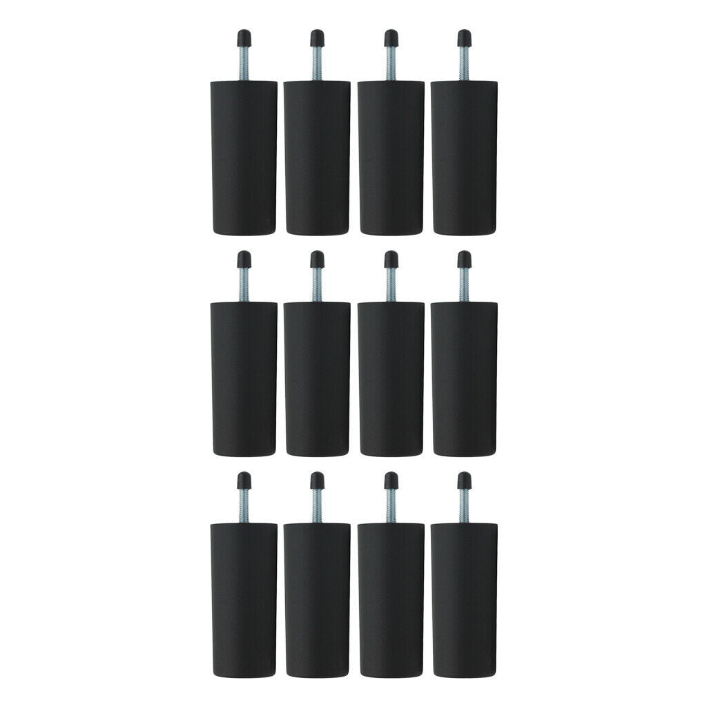 12pcs 100mm Chair Table Furniture Sofa Couch Legs Floor Protector Black