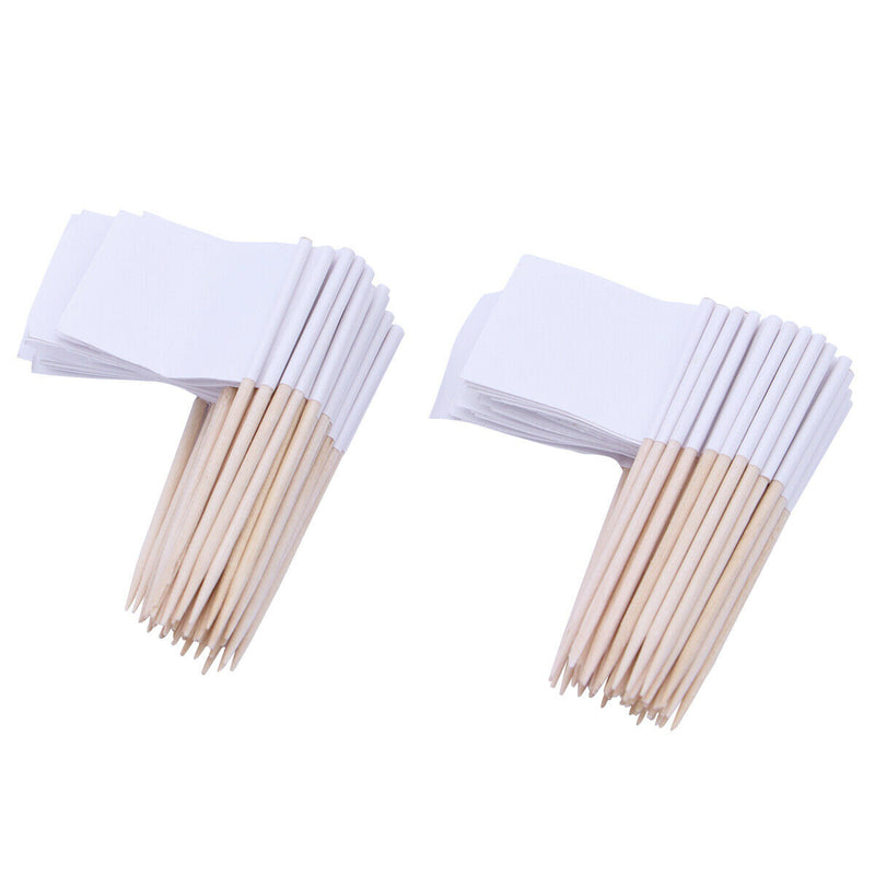 100Pcs Blank Toothpick Flags MINI Cocktail Cupcake Sticks Toppers Party Supplies