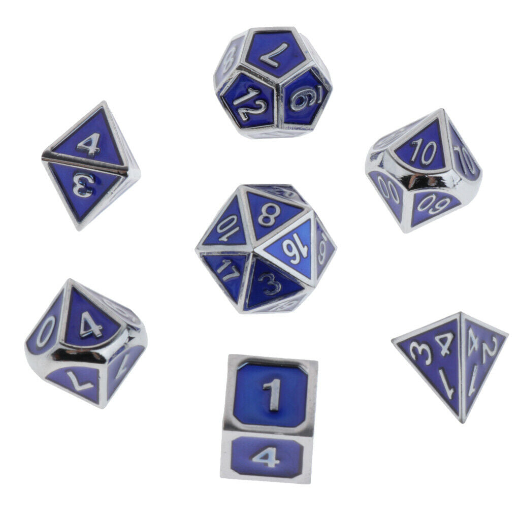 Zinc Alloy Multi-sided Dices D4-D20 Die for Role Play KTV Board Game Blue