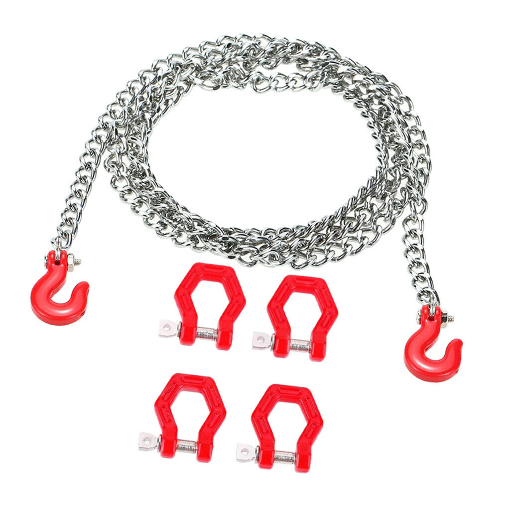 Metal Chain Pull Chain With Tow Hook Tow Rope For 1/10 RC Rock Crawler Accessory