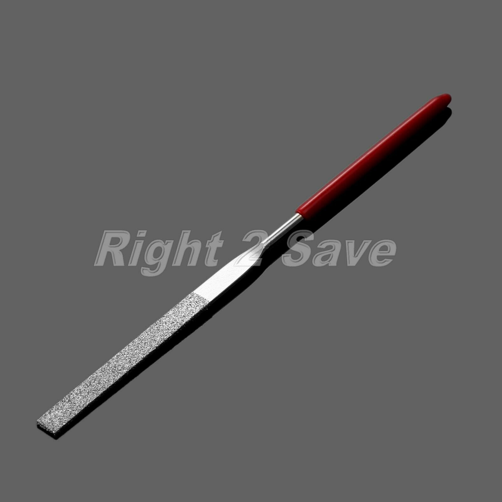 1Pc Red Plastic Handle Metal Stone Grinding Flat Diamond Needle File 3mmx140mm