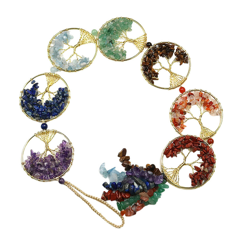 Tree of Life Pendant Hanging Ornaments Wall Hanger Tumbled Quartz Decor Gift